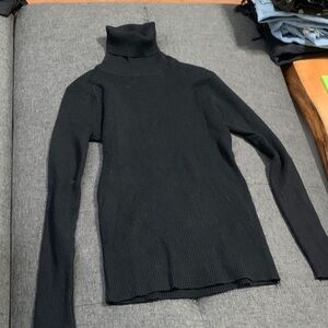 SHEIN Black Ribbed Turtleneck Sweater
